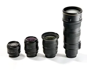 Camera Lenses Print - Wide-angle, standard and telephoto lenses