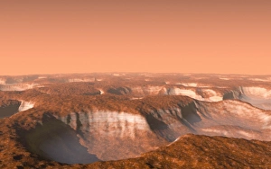 Carbon dioxide ice on Mars, artwork Carbon dioxide ice on Mars, artwork