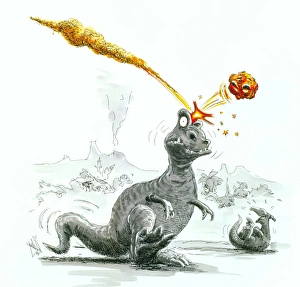 Caricature of the death of dinosaurs by meteorite Caricature of the death of dinosaurs by meteorite