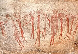 Cave Painting Collection: Cave painting: Kondusi stick dance, Tanzania