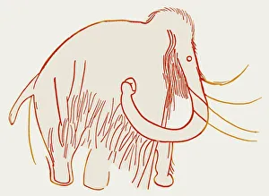 Cave painting of a mammoth, artwork Cave painting of a mammoth, artwork