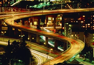 City lights and traffic on bridge in Vancouver City lights and traffic on bridge in Vancouver