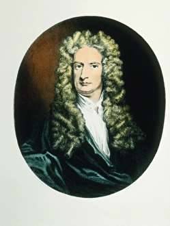 Coloured engraving of Isaac Newton Coloured engraving of Isaac Newton