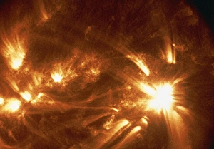 Coloured ultraviolet TRACE image of suns surface Coloured ultraviolet TRACE image of suns surface