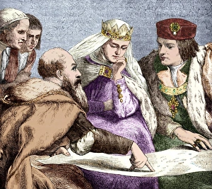 Columbus with the king & queen of Spain Columbus with the king & queen of Spain
