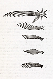 Prints of Comet observations. 16th-century artwork of five comets and their appearance in the night sky Images Dated 2012 February: 16th-century Comet Observations Print