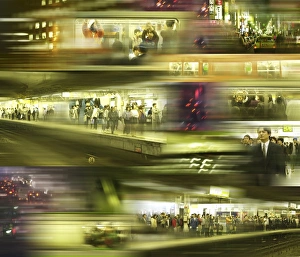 Japanese City Life Prints: Commuter crowds