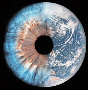 Composite image of the Earth and a human eye Composite image of the Earth and a human eye