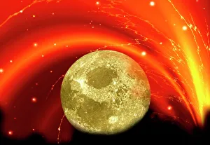 Composite image of the moon & a bright vortex Composite image of the moon & a bright vortex
