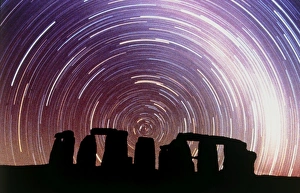 Composite image of star trails over Stonehenge Composite image of star trails over Stonehenge
