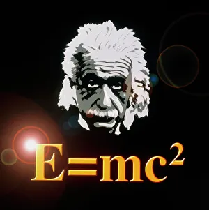 Computer artwork of Albert Einstein and E=mc2 Computer artwork of Albert Einstein and E=mc2