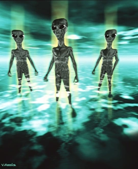 Images Dated 1999: Mist-Shrouded Alien Encounter Print