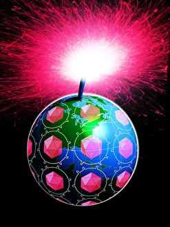Computer artwork depicting an Earth AIDS time bomb Computer artwork depicting an Earth AIDS time bomb