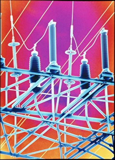 Computer artwork of high-voltage power lines Computer artwork of high-voltage power lines