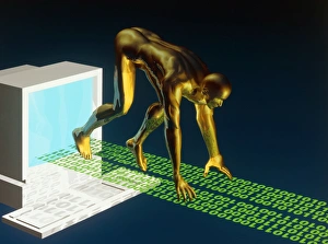 Digital Communication Symbolism Prints: Computer artwork of the internet as a sprinter
