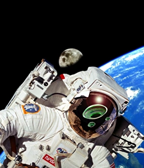 Computer artwork of UFOs in an astronauts visor Computer artwork of UFOs in an astronauts visor