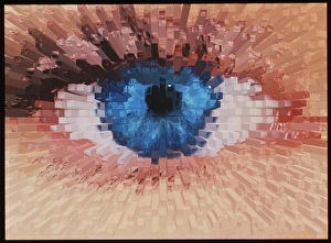 Computer graphic 3-D block image of a human eye Computer graphic 3-D block image of a human eye