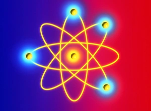 Atomic Structure Illustration Prints: Computer graphic of a Beryllium atom