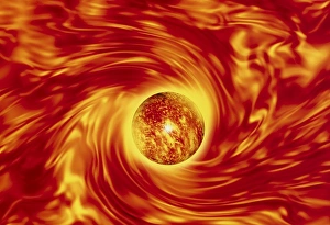 Computer graphic of the Sun, with swirling heat Computer graphic of the Sun, with swirling heat