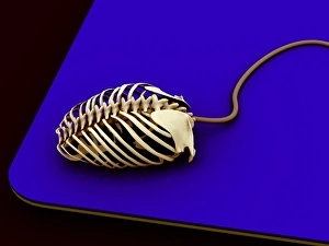 Computer mouse skeleton, computer artwork Computer mouse skeleton, computer artwork