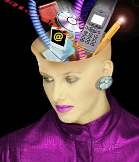 Concept of a womans head and communication Concept of a womans head and communication