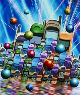 Conceptual image of global telephone communication Conceptual image of global telephone communication