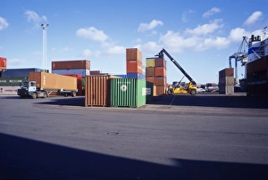 Container Port Print: Aarhus Harbour Scene