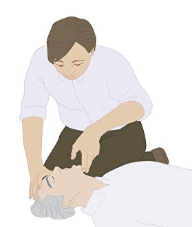Images Dated 26th October 2012: CPR First Aid Technique Print: Opening the Airway