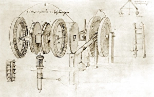 Leonardo da Vinci's Notebook Print - Geared Device