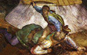 David and Goliath Print, Sistine Chapel Detail