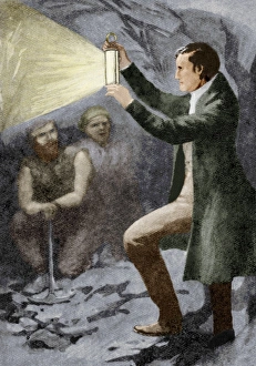 Humphry Davy Prints: Davy testing his mining lamp