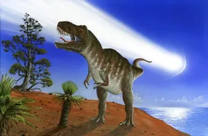Dinosaur Prints: Print of a Tyrannosaurus rex in asteroid impact