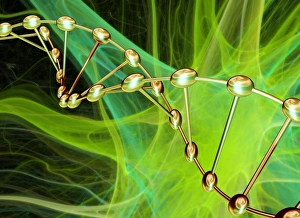 Computer Artwork Of DNA Prints: DNA and nerve cell, computer artwork