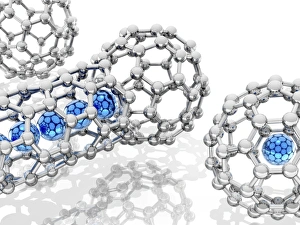 Nanotechnology Applications Prints: Doping buckyball molecules, artwork