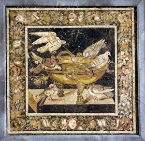 Doves on a drinking vessel, Roman mosaic Doves on a drinking vessel, Roman mosaic