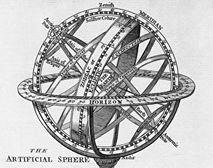 Armillary Sphere Prints: Drawing of an armillary sphere