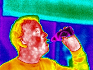 Drinking beer, thermogram Drinking beer, thermogram