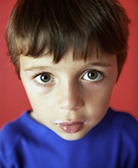 Drinking Milk Print - 7-year-old boy with a milk moustache