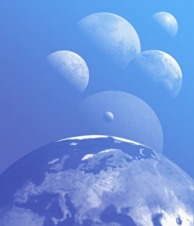 Planetary System Illustration Prints: Earth and planets