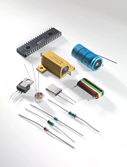 Prints of Electronic components including resistors, transistors, capacitors and integrated circuits Images Dated 2011 August: Electronic Components Print