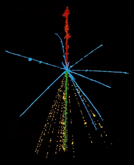 Emulsion photo of cosmic ray event Emulsion photo of cosmic ray event
