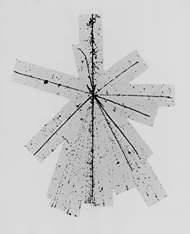 Emulsion photo of cosmic ray sulphur nucleus Emulsion photo of cosmic ray sulphur nucleus