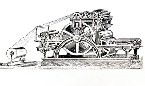 Engraving of the Bullock Rotary Press of 1865 Engraving of the Bullock Rotary Press of 1865