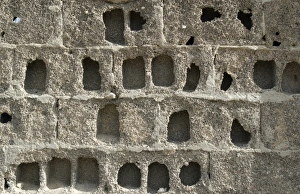 Weathered Stone Wall Prints: Eroded block wall