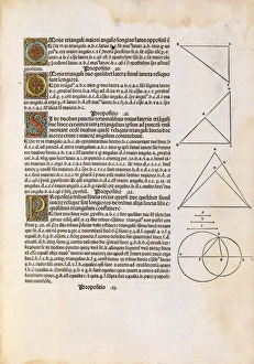 Ancient Greek Mathematics Prints: Euclids Elements of Geometry, 1482