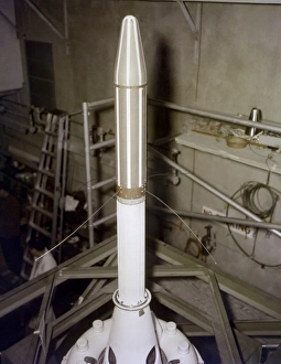 Related Prints: Explorer 1 in the Jupiter C rocket nose cone, ready for launch