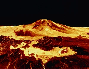 False-colour 3D view of Maat Mons, Venus False-colour 3D view of Maat Mons, Venus
