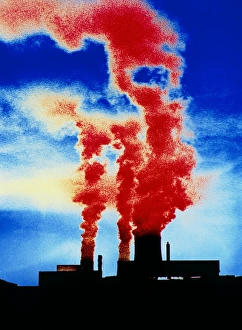False-colour photograph of industrial pollution False-colour photograph of industrial pollution