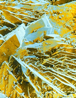 False-colour SEM of a metal coating False-colour SEM of a metal coating
