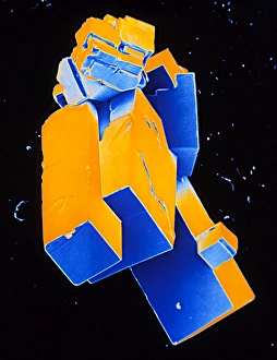 False-colour SEM of pure salt, sodium chloride False-colour SEM of pure salt, sodium chloride